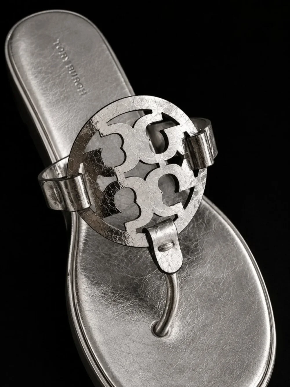 TORY BURCH MILLER 25MM WEDGE SANDAL CRINKLE METALLIC